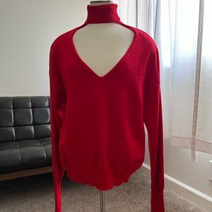 Sexy Red -M - CYRUS turtleneck Sweater with exposed chest - NWOT